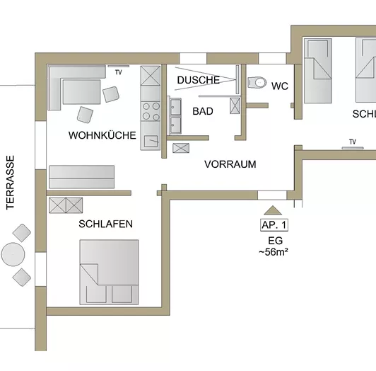 Skizze Appartement Erdgeschoss