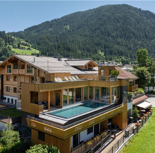 Outdoor shot with a view of the outdoor infinity pool