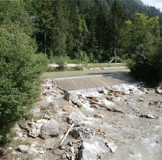 Fluss Enns hinter dem Haus