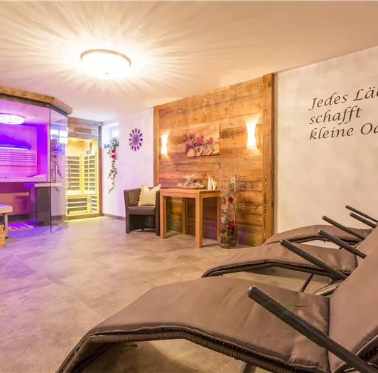 gemütliche Sauna mit Liegen