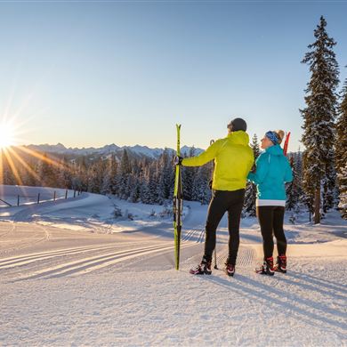Cross-country skiing on the Rossbrand high-altitude trail